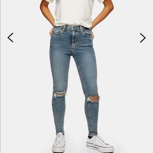Topshop Mid Blue Rip Jamie Skinny Jean